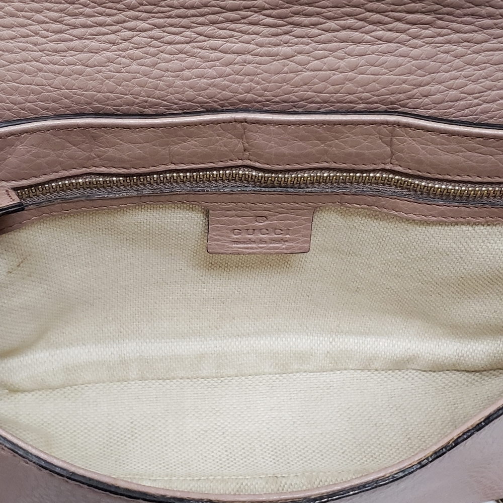 Authentic Gucci Soho Disco Pink Leather GG Tassel Chain Crossbody Bag Luxury - Picture 12 of 16